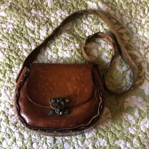 Vintage Tooled Leather Purse, 1970s Look